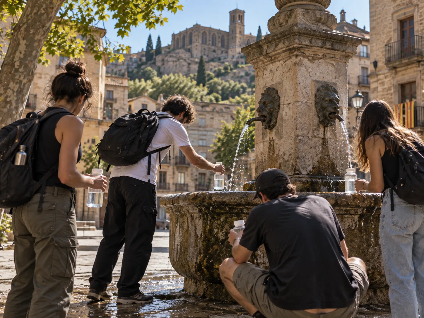 Process visualisation: collecting water from a public fountain.