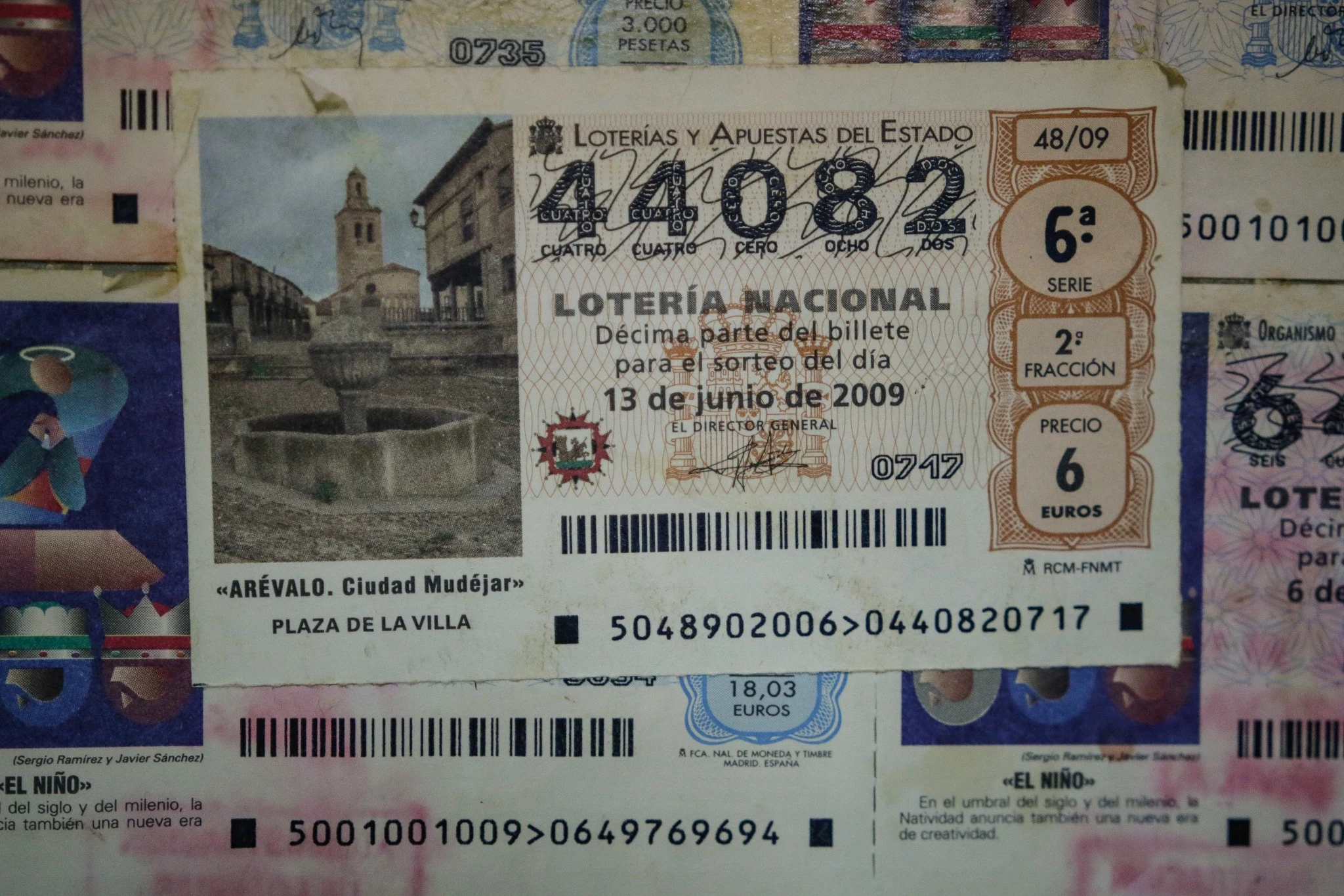 Detail of one of the lottery tickets.