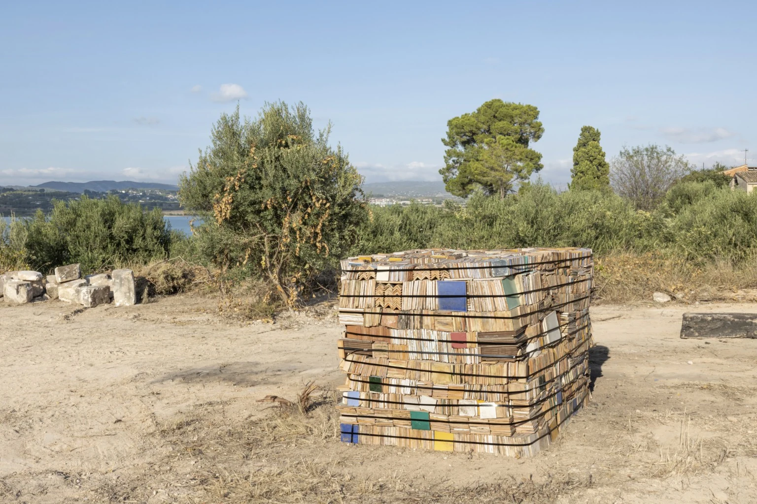Wider view of the tile cube and the intervention.