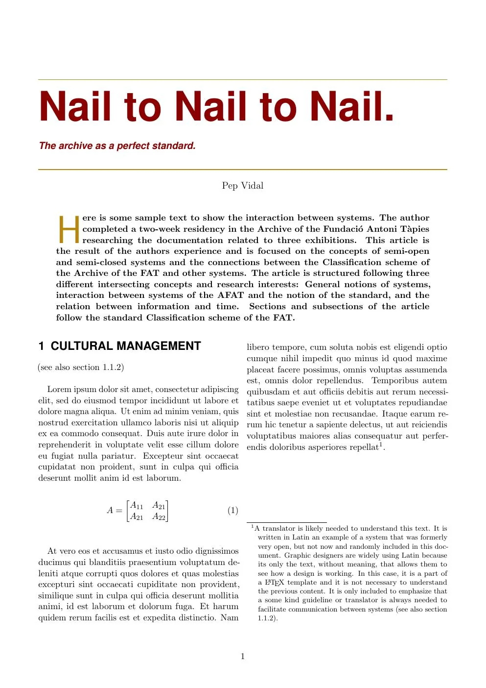 Nail to Nail to Nail. The archive as a perfect standard — page 1